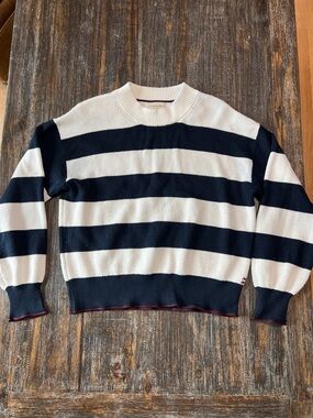 Scotch & Soda Navy and White Striped Knit Sweater